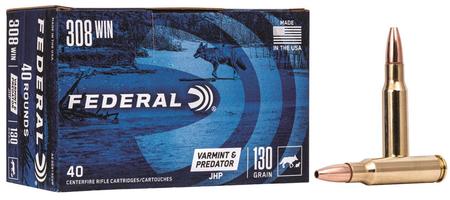 Federal American Eagle Varmint & Predator 308 Win 130 Grain JHP | 40 Rounds