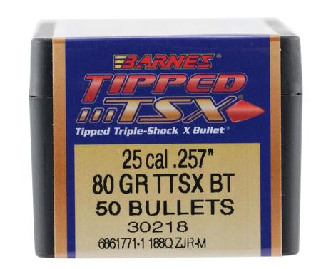 Barnes Tipped TSX 25 Cal .257 80 Grain Boat Tail | 50 Rounds