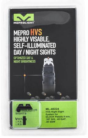 Meprolight Hyper-Bright Fixed Tritium For Glock | Orange Front Green Rear | ML40224O