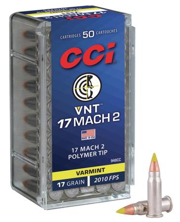 CCI 948CC Varmint VNT 17 HM2 17 gr Polymer Tip 50 ROUNDS PER BOX