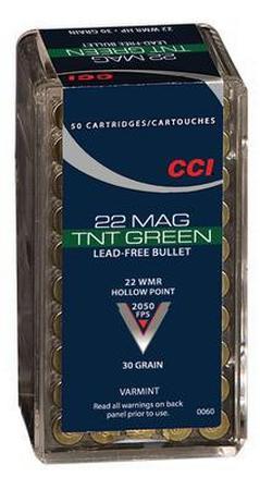 CCI TNT Green .22 Winchester Magnum 30 Grain Lead Free Hollow Point