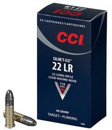 CCI Target & Plinking Quiet-22 22LR 40 Grain LRN 50 Rounds Per Box - 960