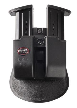 Fobus 6909NDP Double Mag Pouch made of Polymer with Black Finish & Paddle Mount Type compatible with Double Stack 9mm/40 Mags (Except Glock)