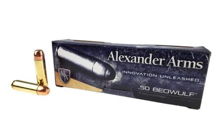 Alexander Arms Rifle Ammo  50 Beowulf 350 gr Round Shoulder Polymer Tip 20 Bx/ 10 Cs