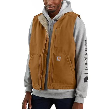 Carhartt Men's Mock-Neck Sherpa-Lined Vest - Loose Fit - Washed Duck