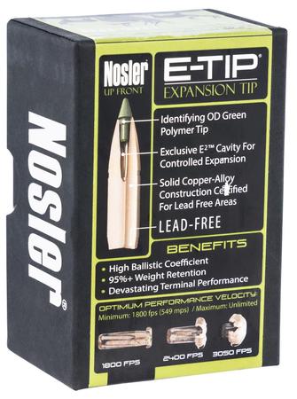 Nosler 59765 E-Tip 6.5mm .264 120 GR Spitzer 50 Box Bullet