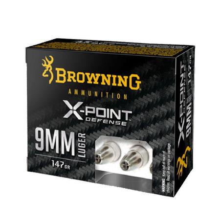 Browning X-Point Defense 9mm Luger Ammunition 20 Rounds JHP 147 Grain