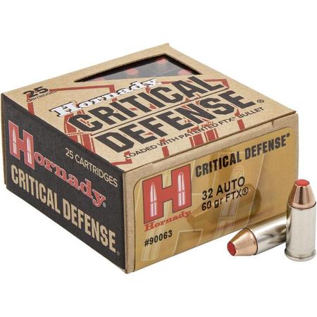 Hornady Critical Defense .32 Auto Ammo 60 Grains FTX