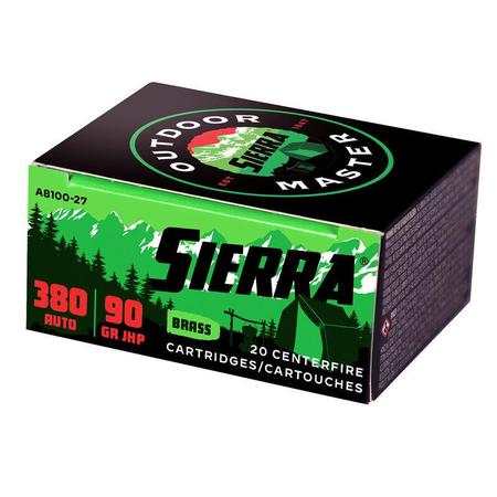 Sierra Outdoor Master 380 ACP 90 Grain Sports Master JHP | 20 Rounds