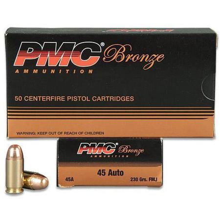 PMC Bronze .45 ACP Ammunition 230 Grain FMJ 830 fps 50 Rounds