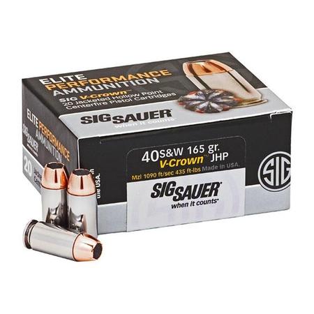 Sig Sauer Elite Performance V-Crown 40 Smith & Wesson 165 Grain JHP | 20 Rounds