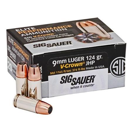 Sig Sauer Elite 9mm Luger V-Crown JHP 124 Grain | 20 Rounds