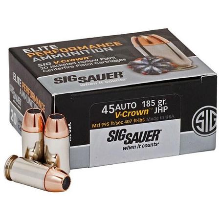 Sig Sauer Elite V-Crown 45 ACP 185 Grain JHP | 20 Rounds