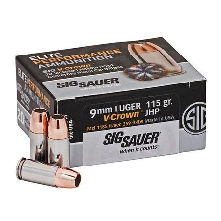 Sig Sauer Elite 9mm Luger V-Crown JHP 115 Grain | 20 Rounds