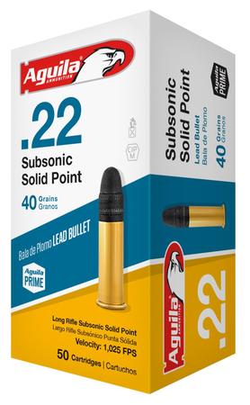 Aguila Subsonic Rimfire 22 LR 40 Grain Lead Solid Point | 50 Rounds