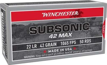 Winchester Subsonic 42 Max 22 Long Rifle 42 Grain HP | 50 Rounds