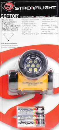 Streamlight 61052 Septor Headlamp LED 13/45/120 Lumens AAA (3) ABS Yellow/Black