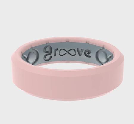 Groove Edge Thin Silicone Ring - Rose Quartz