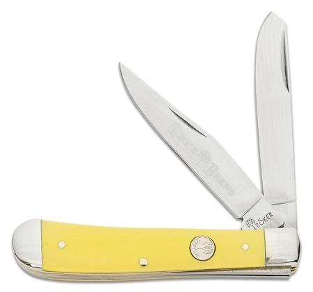 Boker Traditional Series 2.0 Trapper - Clip & Spey - Yellow Delrin & Nickle Bolsters