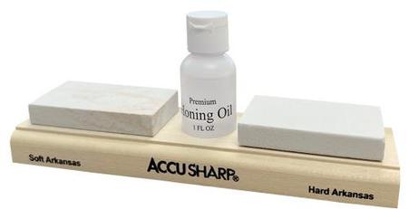 AccuSharp 023C Whetstone Combo Kit Fine, Coarse Natural Arkansas Stone Sharpener Includes Honing Oil