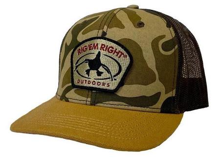 Rig 'em Right Old School Camo Duck Logo Cap