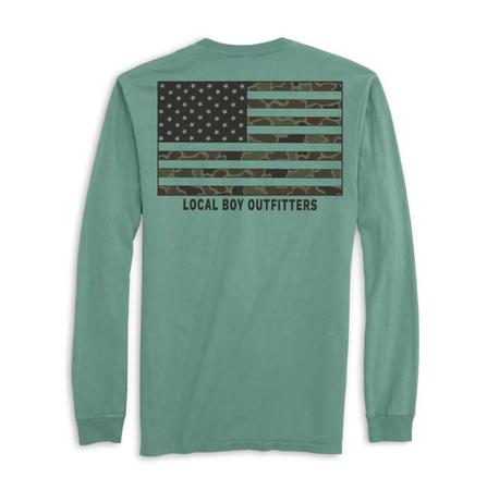 Local Boy Men's LS Od Flag T Shirt