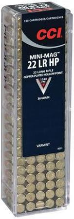 CCI Varmint Mini-Mag .22 Long Rifle 36 Grain Copper Plated HP | 100 Rounds