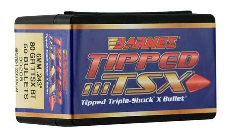 Barnes Bullets 30208 Rifle 6mm .243 80 GR TTSX BT 50 Box