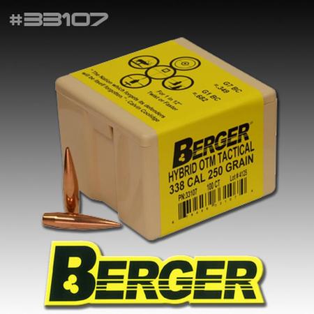 Berger 33107 Tactical Bullet 338 Cal. 250 Gr Match Hybrid