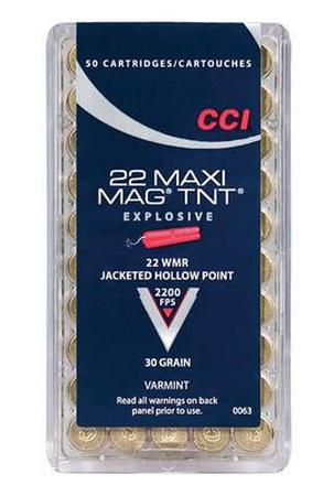 CCI Maxi-Mag TNT .22 Winchester Magnum Rimfire 30 Grain TNT Jacketed Hollow Point