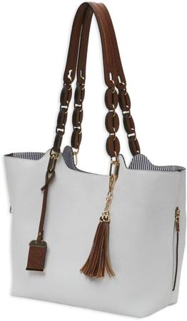 Bulldog Braided Tote Style Purse W/ Holster - White